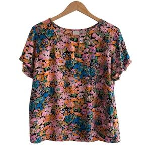 ICHI Ihvera Lightweight Floral Scoop Neck Blouse